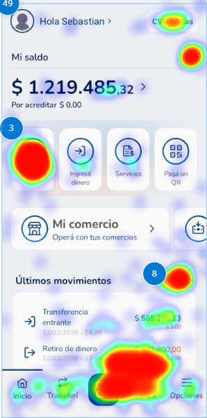 Heatmap real de Microsoft Clarity mostrando zonas de fricción